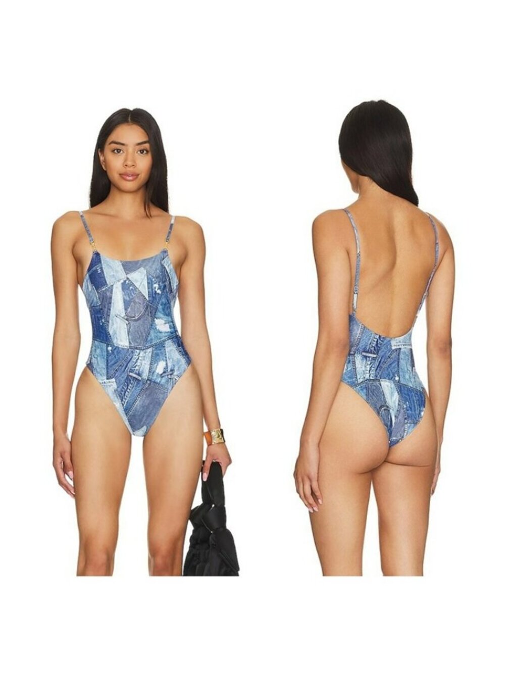 Lovers and Friends New Rules One Piece - Denim Patchwork